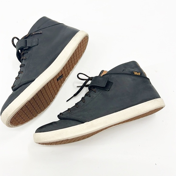 Teva Willow Chukka Sneaker Black Leather High Top Shoe Size 8.5 - Picture 3 of 12